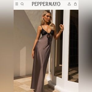 NWOT Peppermayo Flora Satin Maxi Dress - two tone colour, size small